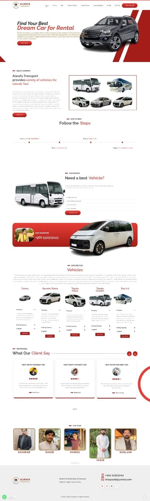 Alwafa Transport — Vehicle Rental & Taxi Booking Website