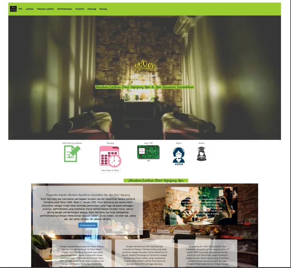 Putri Sejinjang — Spa & Beauty Academy Management Website